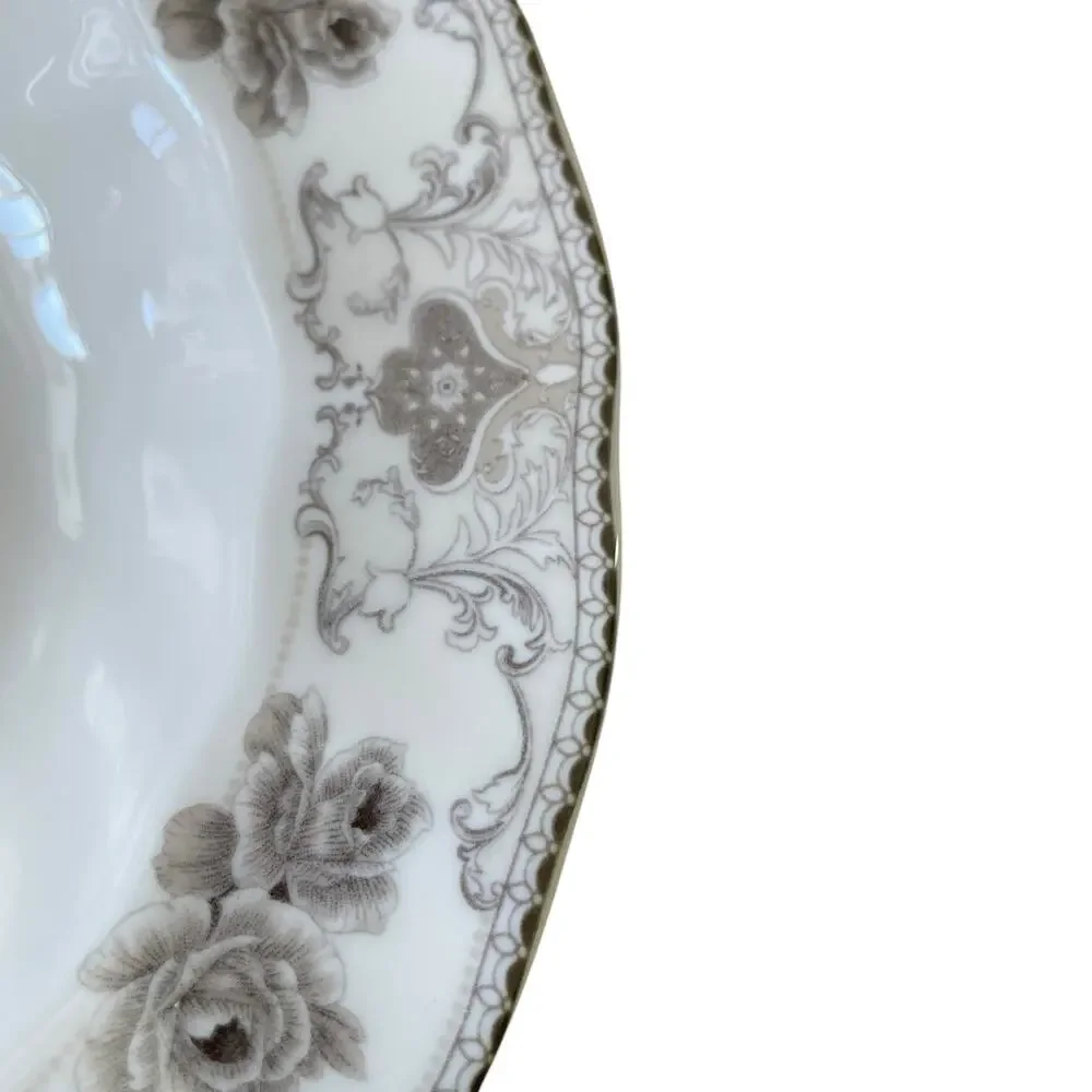 PALATE & PLATE Victorian BROWN Rose Floral Porcelain 8.5